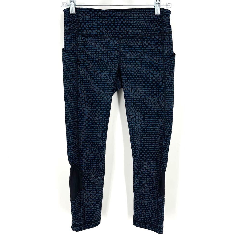 Lululemon Pace Rival Crop Leggings Shatter Weave Desert Teal 22" Size 6